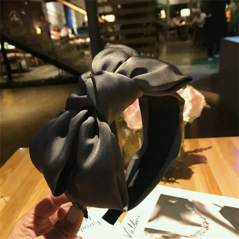 Solid Bowknot wide Hairbands Hair Accessories