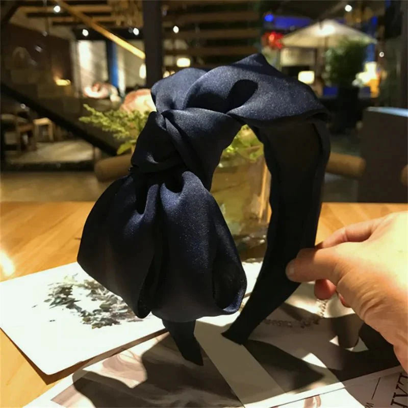 Solid Bowknot wide Hairbands Hair Accessories